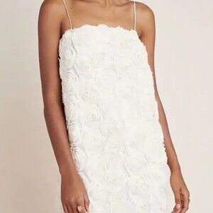Anthropologie White Floral Mini Dress